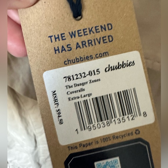 NWT CHUBBIES THE DANGER ZONES coveralls men’s size Xl flag stars. - Picture 5 of 5